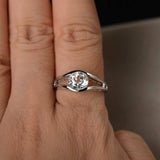 Split Shank Promise Engagement Ring 1ct Round Cut Diamond 14k White Gold Finish