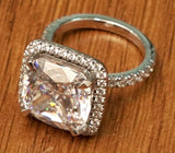 2.2ct Cushion Cut Simulated Diamond Halo Engagement Ring 14k White Gold Plated
