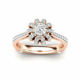 2ct Round Cut VVS1 Diamond Engagement Ring Flower Cocktail 14k White Gold Finish