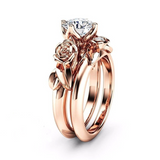 1.8ct Round Cut Diamond Engagement Ring 14k Rose Gold Finish Floral Bridal Set