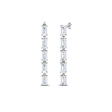 2ct Baguette Cut Diamond Straight Drop Royal Earring 14k White Gold Finish