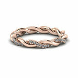 1ct Round Cut Diamond Braided Infinity Wedding Ring Band 14k Rose Gold Finish