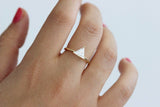 1ct Trillion Cut Diamond Engagement Ring 14k Yellow Gold Over Minimalist Dainty