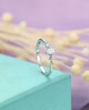 Minimalist Trilogy Engagement Ring 0.5ct Marquise Diamond 14k Yellow Gold Finish