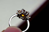 2.25ct Engagement Ring Round Cut Yellow Citrine Floral Halo 14k WhiteGold Finish