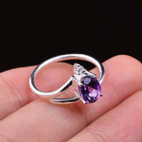 0.45ct Oval Cut Purple Amethyst Stylish Split Shank Ring 14k White Gold Finish