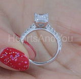 2.2ct Emerald Simulated Diamond Solitaire with Accents Ring 14k WhiteGold Plated