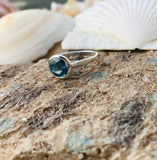2ct Engagement Ring Round Cut London Blue Topaz Solitaire 14k White Gold Finish