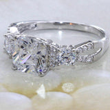 4Ct Cushion Cut Diamond Split Band Stylish Engagement Ring 14K White Gold Finish