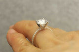 3Ct Round Cut Diamond Four Prong Solitaire Engagement Ring 18K White Gold Finish