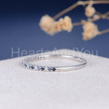 0.3ct Round Cut Simulated Blue Sapphire Half Eternity Band 14k White Gold Plated