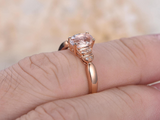 1.3ct Oval Cut Peach Morganite Diamond Accents Promise Ring 14k Rose Gold Finish