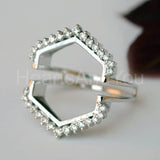 0.43ct Round Cut Moissanite Geometric Ring Guard Women 14K White Gold Plated