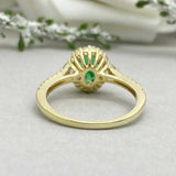 2.3ct Engagement Ring Oval Cut Emerald Diamond Accent Halo 14k Yellow Gold Over