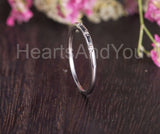 0.1ct Round Cut Moissanite Dainty Minimalist Wedding Band 14k White Gold Plated