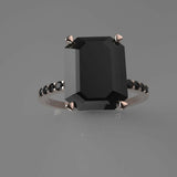 2ct Emerald Black Diamond Engagement Ring Accents Solitaire 14k Rose Gold Finish