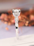 Milgrain Solitaire with Accents Ring 1.2ct Round Cut Diamond 14k White Gold Over