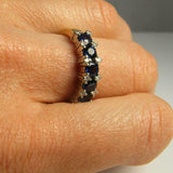 2.2ct Round Cut Blue Sapphire Five Stone Engagement Ring 14k Dual Gold Finish