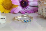0.5ct Round Cut Blue Topaz Solitaire Trilogy Engagement Ring 14k YellowGold Over