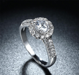 2Ct Round Cut Diamond Accents Halo Solitaire Engagement Ring 14K White Gold Over