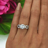1ct Round Cut Diamond Unique Infinity Engagement Ring 14k White Gold Finish