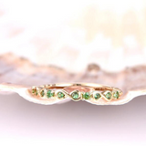 1ct Round Cut Green Peridot Wedding Band Half Eternity 14k Yellow Gold Finish