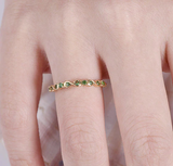 1ct Round Cut Green Peridot Wedding Band Half Eternity 14k Yellow Gold Finish