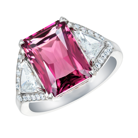 5Ct Emerald Cut Pink Sapphire Gatsby Cocktail Solitaire Ring 14K White Gold Over