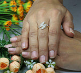 1.6ct Round Cut Diamond Engagement Ring Dual Dolphin Fish 14k Yellow Gold Finish