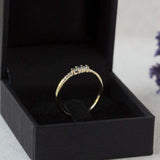 0.2ct Engagement Ring Round Cut Blue Aquamarine Minimalist 14k Yellow Gold Over