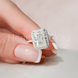 2.2ct Radiant Cut Simulated Diamond Halo Engagement Ring 14k White Gold Plated