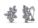 1ct Pear Cut Diamond Floral Cluster Stud Earrings Women 14k White Gold Finish