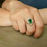 2.3ct Oval Cut Simulated Emerald Cocktail Engagement Ring 14k Yellow Gold Plated