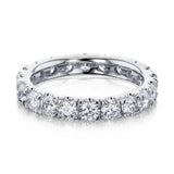 2.1ct Round Cut Moissanite Eternity Stackable Wedding Band 14k White Gold Plated
