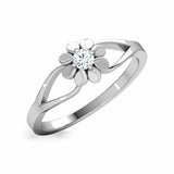 0.5Ct Round Cut Diamond Split Band Floral Engagement Ring 14K White Gold Finish