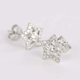 Open Star Design Stud Earrings 1.7ct Round Cut VVS1D Diamond 14k White Gold Over