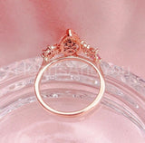 1.2ct Pear Cut Simulated Morganite Cluster Engagement Ring 14k Rose Gold Plated