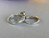 2.4ct Pear Cut Purple Amethyst Bridal Set Engagement Ring 14k White Gold Finish