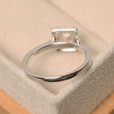 1.2ct Engagement Ring Princess Cut Peach Morganite Halo 14k White Gold Finish