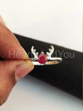 0.4ct Round Cut Simulated Ruby Dear Design Engagement Ring 14k White Gold Plated