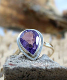 2ct Engagement Ring Pear Cut Purple Amethyst Solitaire Women 14k White Gold Over