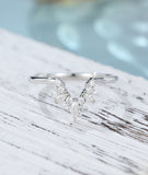 0.5ct Marquise Cut Simulated Diamond Chevron Wedding Band 14k White Gold Plated