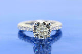 1.5ct Round Cut Diamond Solitaire with Accent Filigree Ring 18k WhiteGold Finish
