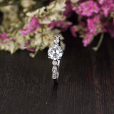 Accents Solitaire Engagement Ring 1.4ct Round Cut Diamond 14k White Gold Finish