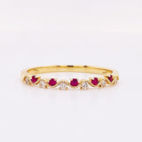 0.5ct Round Cut Simulated Pink Ruby Wave Wedding Band 14k Yellow Gold Plated
