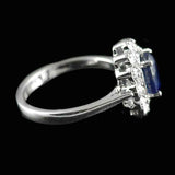 2.3ct Oval Cut Sapphire Diamond Halo Floral Engagement Ring 14k White Gold Over
