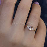 1ct Oval Cut Simulated Peach Morganite Round Petite Ring 14k Yellow Gold Plated