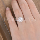 0.4ct Round Cut Simulated Diamond Pearl Halo Minimalist Ring 14k RoseGold Plated