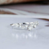 0.8ct Round Cut Diamond Wedding Band Curved Half Eternity 18k White Gold Finish