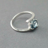 1.2ct Oval Cut London Blue Topaz Swirl Solitaire Trilogy Ring 14k WhiteGold Over